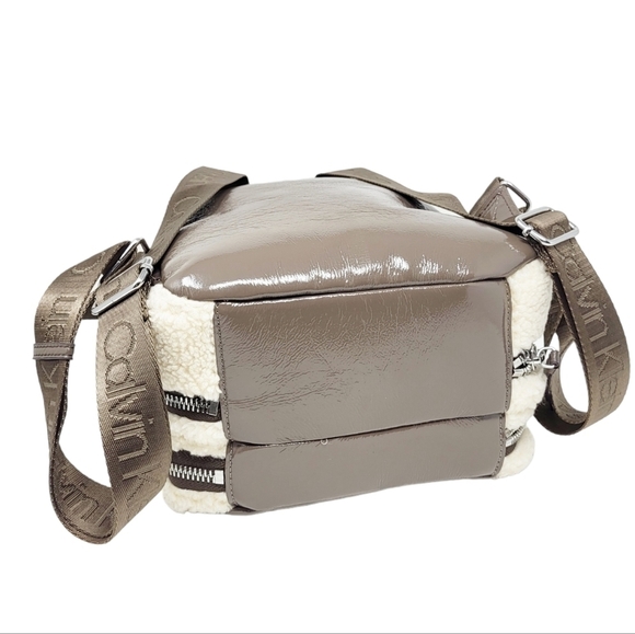 CALVIN KLEIN Estelle Patent Sherpa Backpack NWT